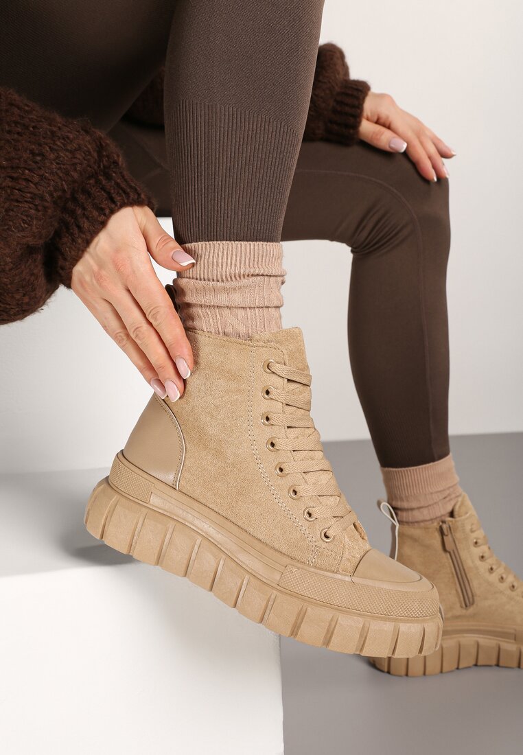 Botine Bej închis cu platformă Viuan