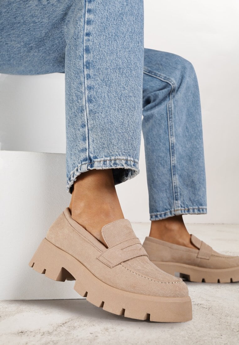 Mocasini Bej cu talpă groasă și profilată Misal