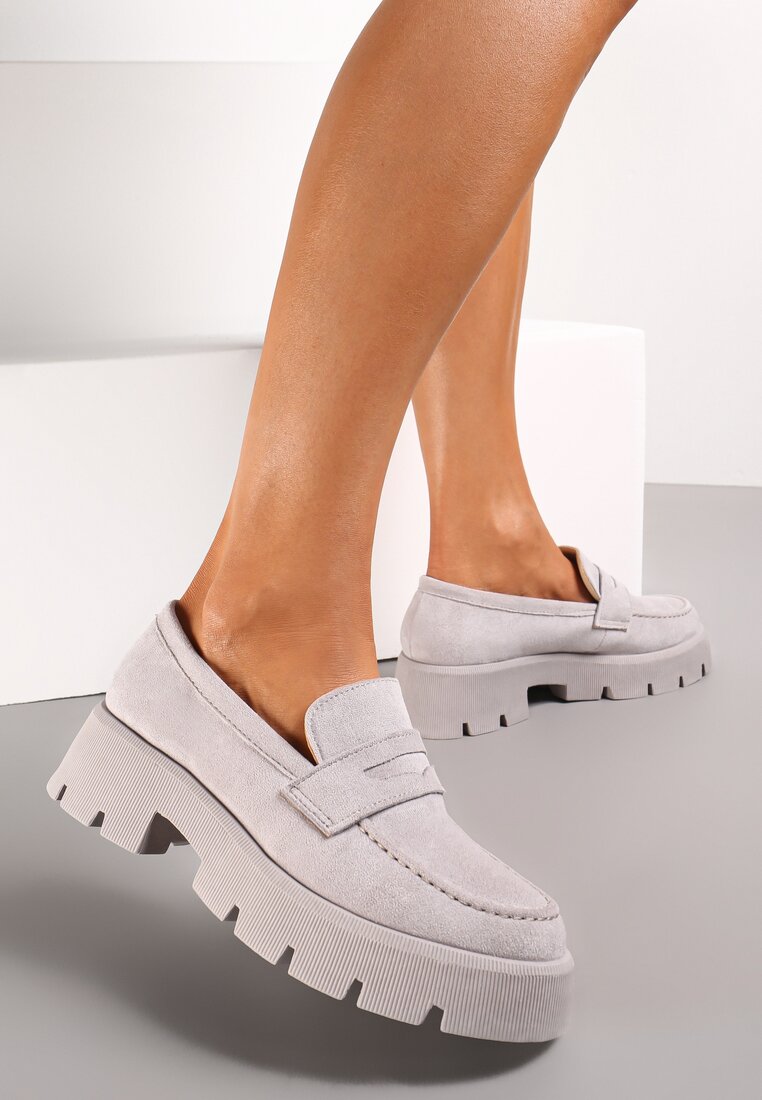 Mocasini Gri pe Talpă Groasă cu Protector Misal