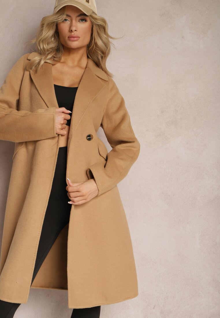 Palton clasic maro deschis cu cordon Deneris