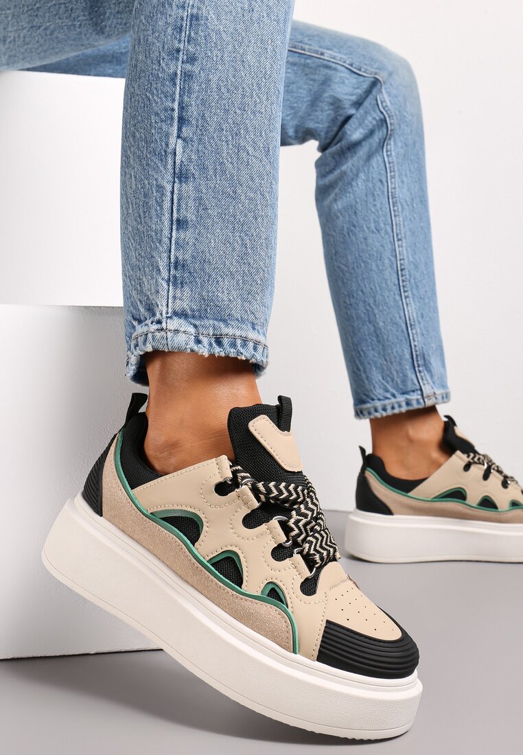 Adidași Bej-Negru cu platformă Nazario