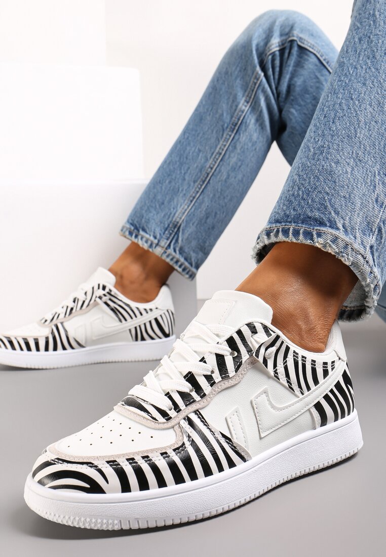 Sneakers Alb-Negri sub gleznă cu șireturi Eleuteria