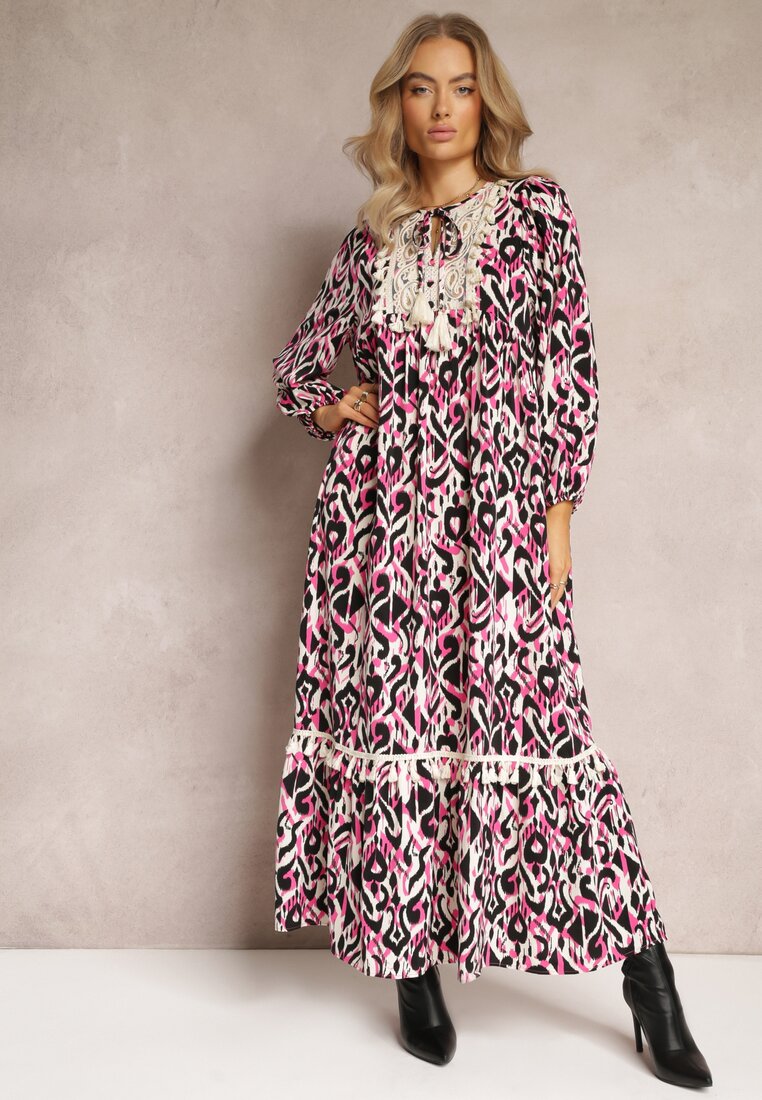 Rochie Fucsia Cloș Maxi cu Volan Maruerilla