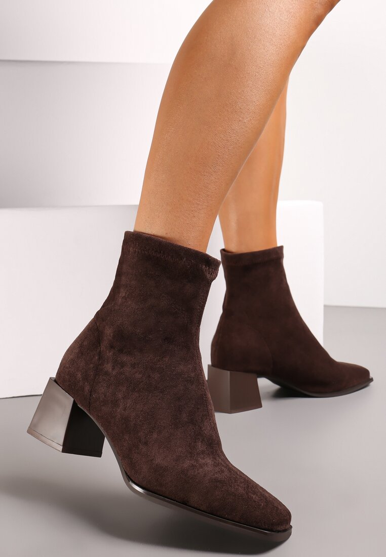 Botine Maro cu toc gros cu vârf pătrat Jozelinetta