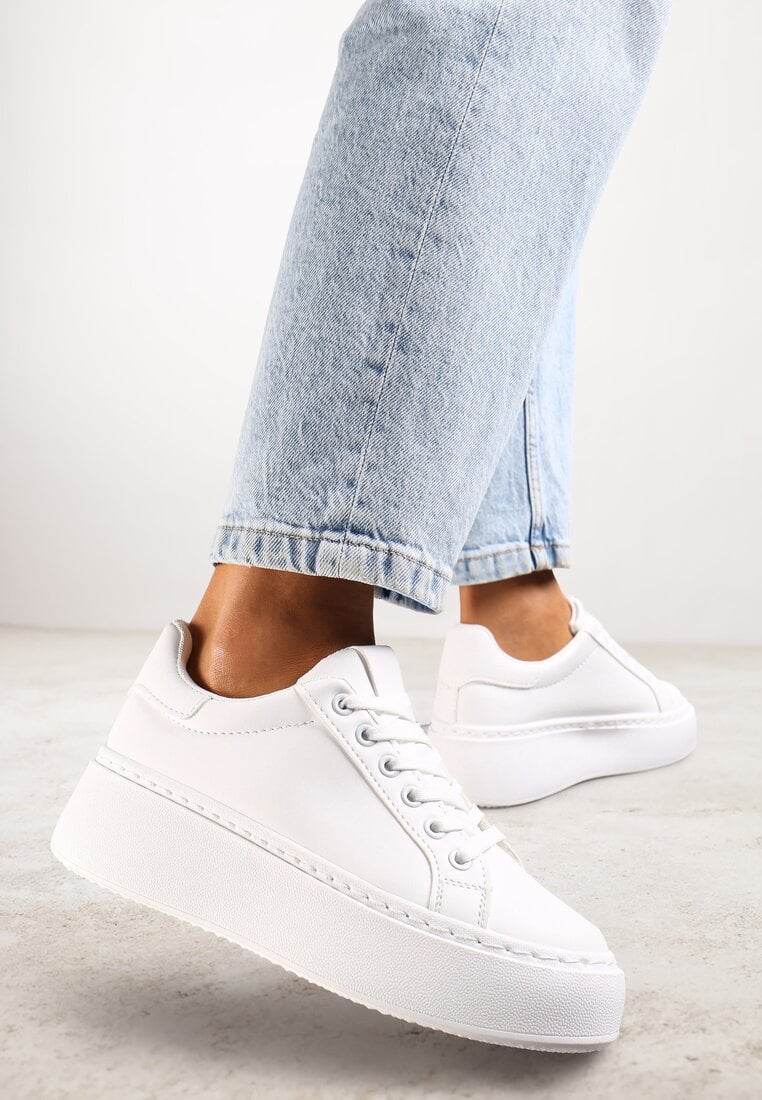 Adidași Albi cu Talpă Groasă Cernanda