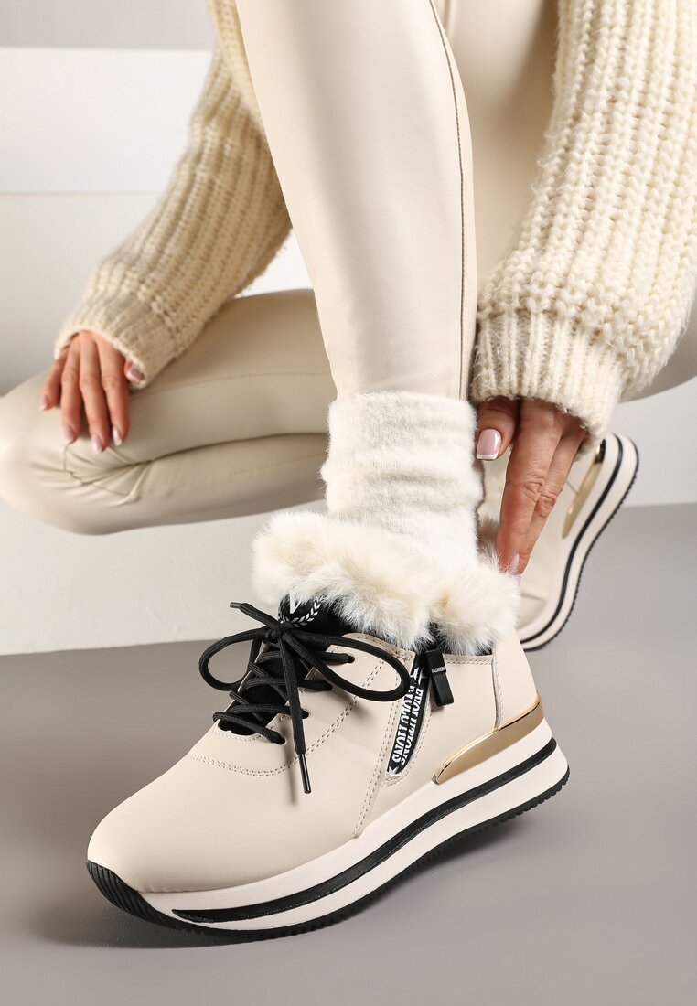 Ghete Adidași Bej Cu șireturi Cu blană Gameda