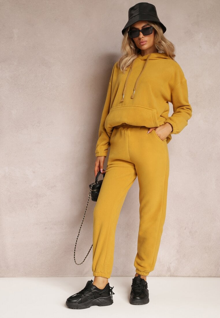 Set de trening Galben Din tricot 2 piese cu Bluză și Pantaloni Norikas