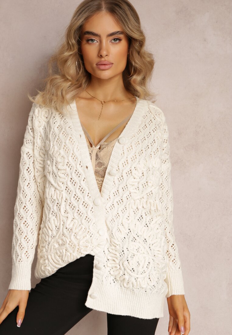 Cardigan Bej deschis cu Broderie ajurată Ortentia