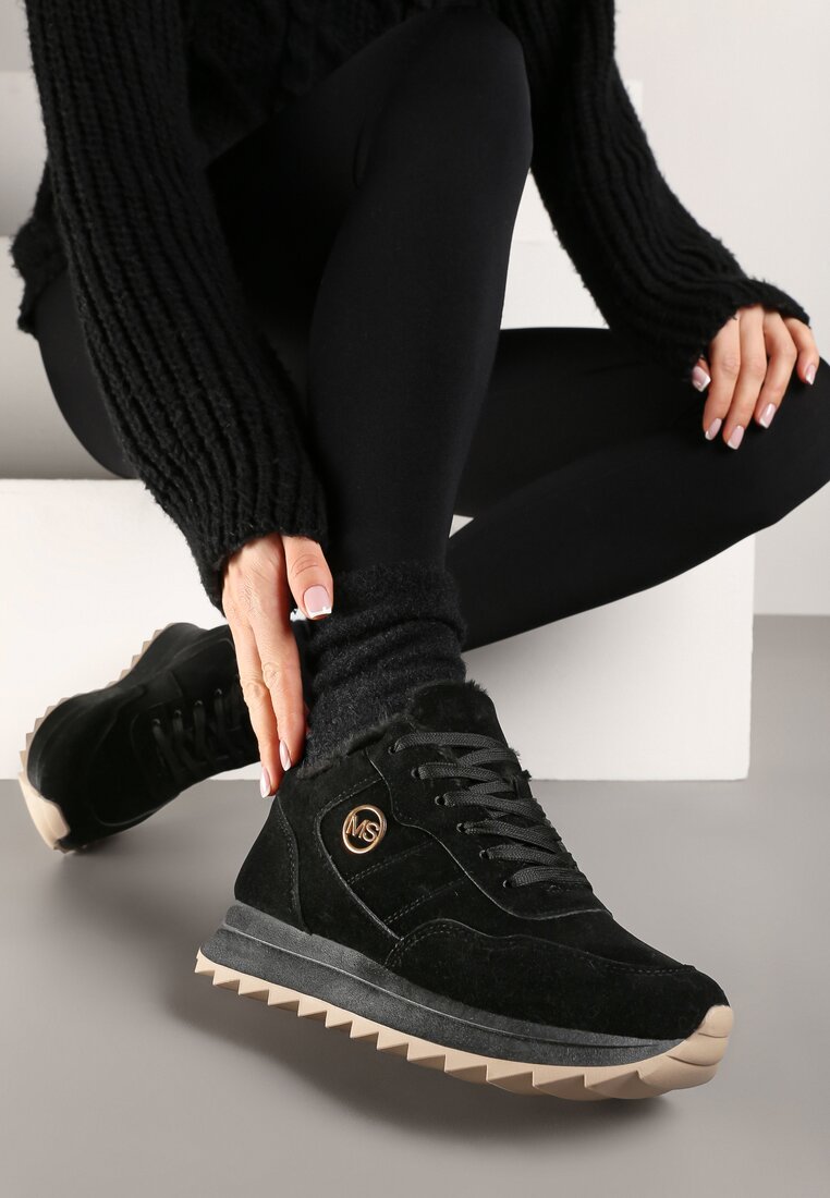 Adidași Negri Căptușiți cu Platformă Appopis