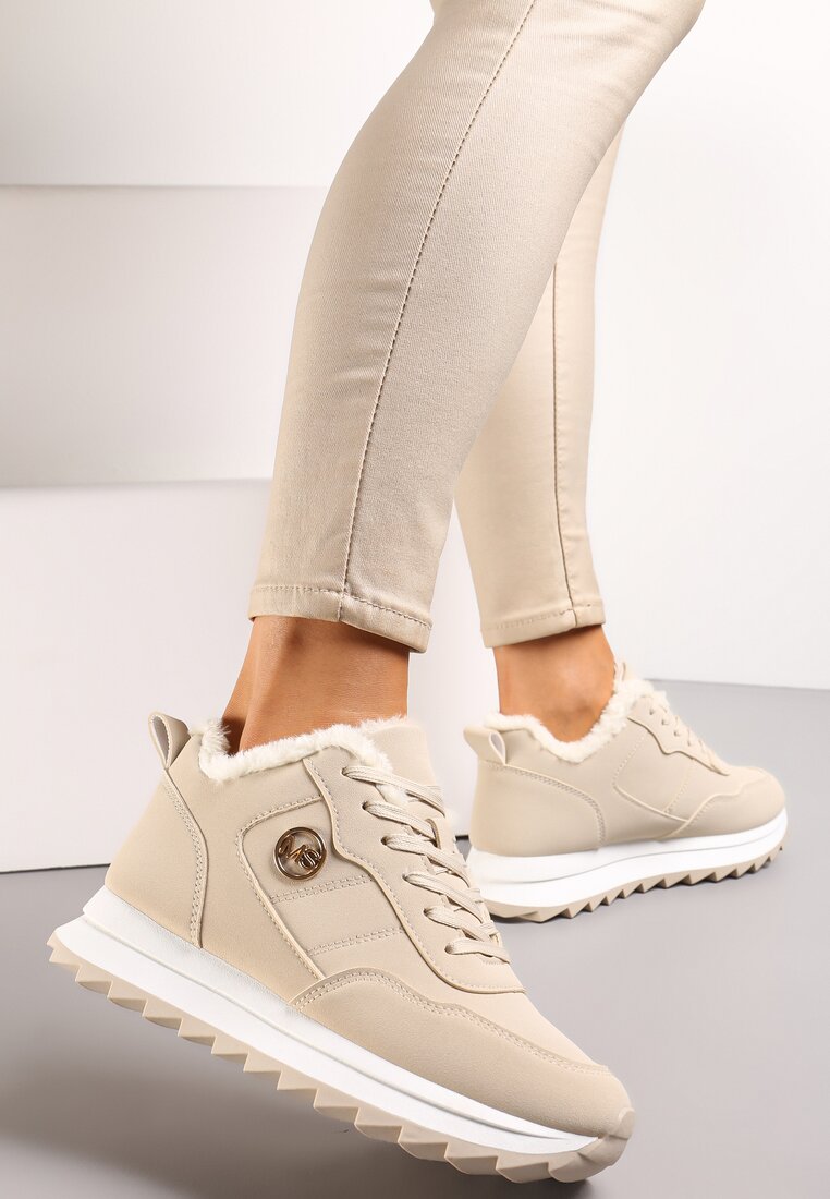 Adidași Bej Căptușiți pe Platformă Appopis