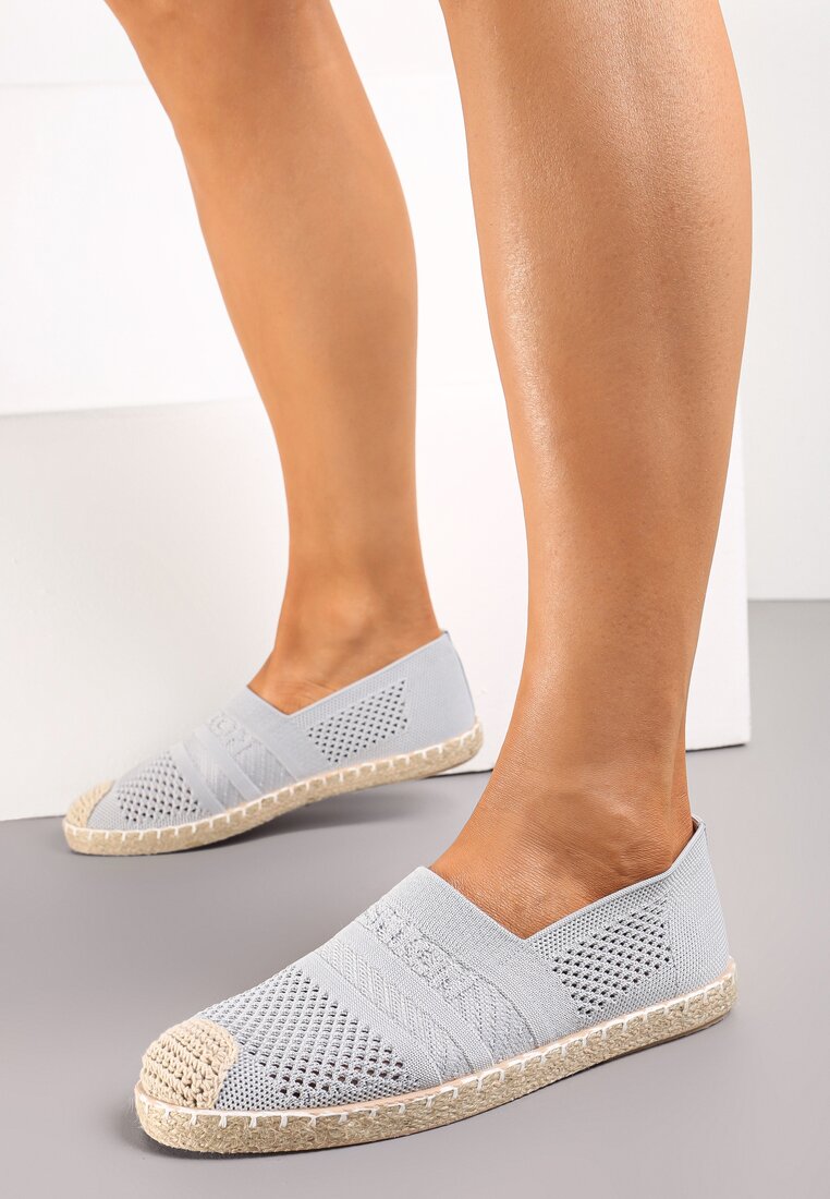 Espadrile Gri deschis cu carâmb împletit până la gleznă Mokosa