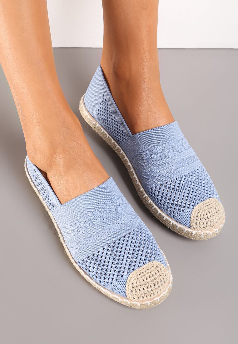 Espadrile Albastre cu parte superioară împletită până la gleznă Mokosa