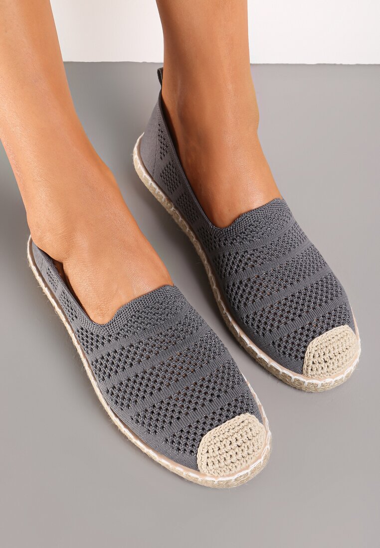 Espadrile decupate Gri decorate cu împletituri pe talpă și vârf Tarniesa