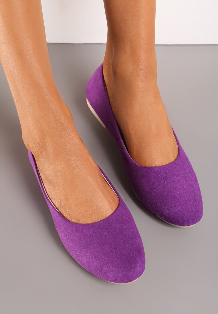 Balerini Clasici Violet din ecosemis cu vârf rotund Harneli