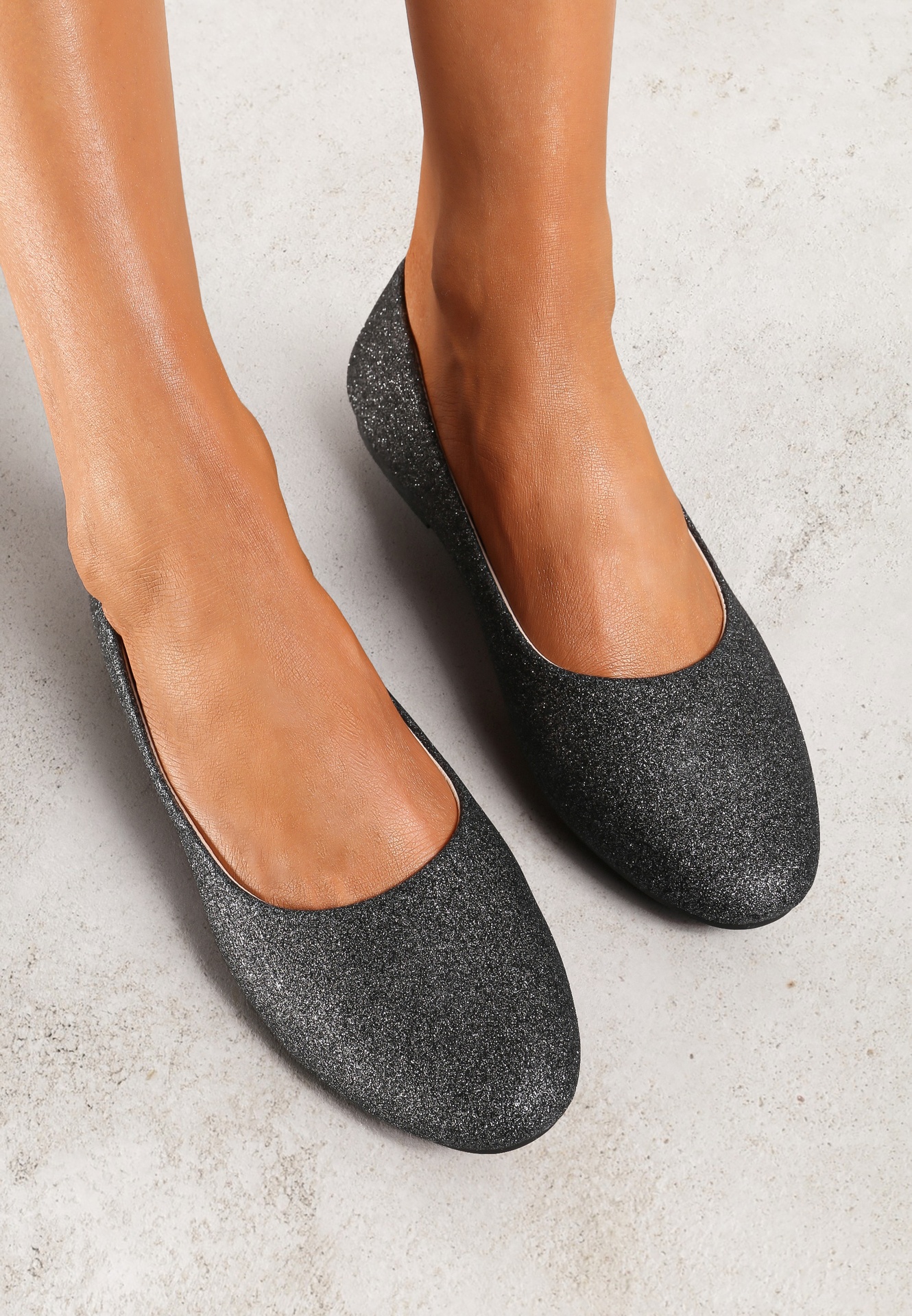 Balerine negre sclipitoare pe talpă plată Uarneli