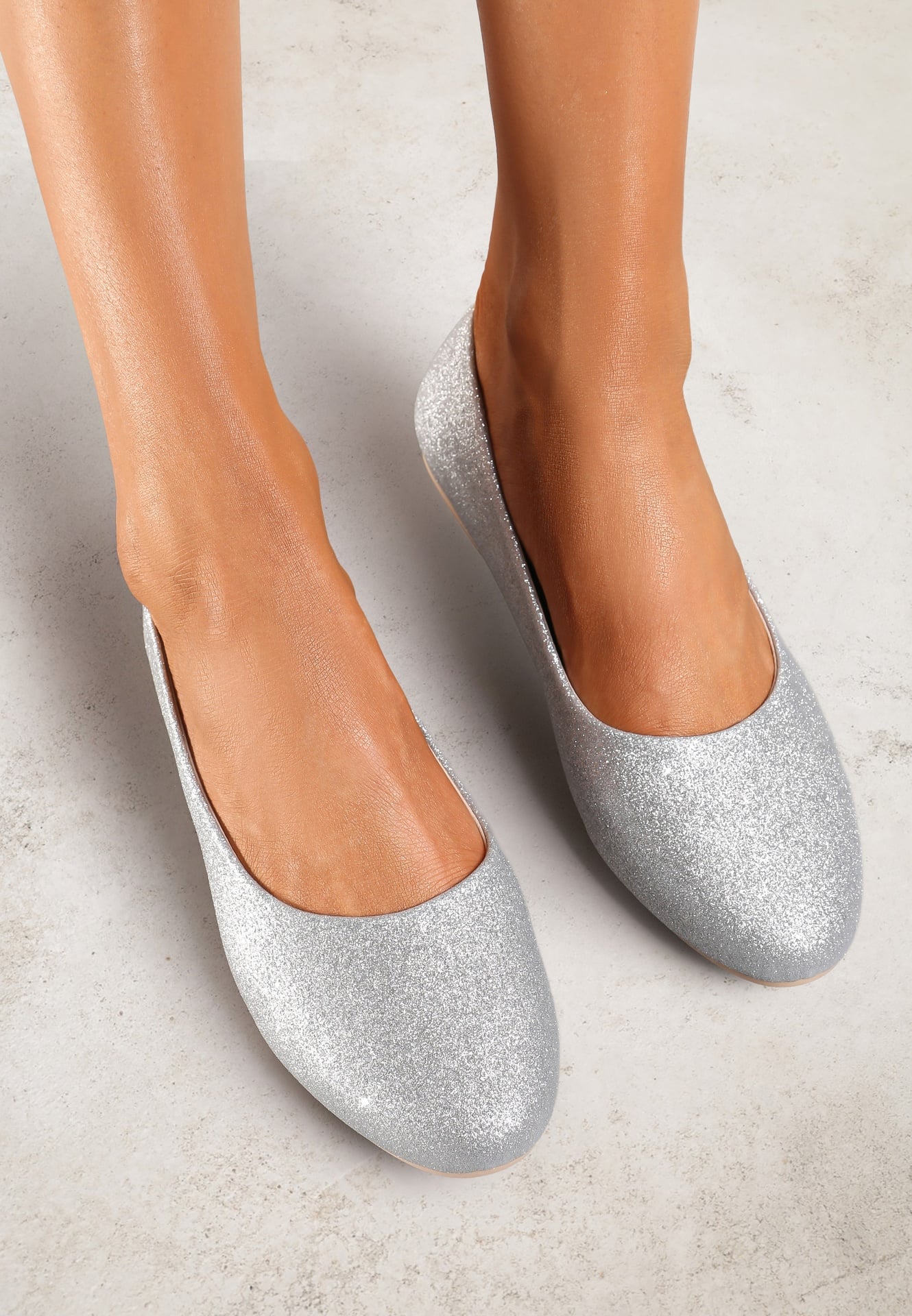 Balerini Argintii Cu sclipici cu talpă plată Uarneli