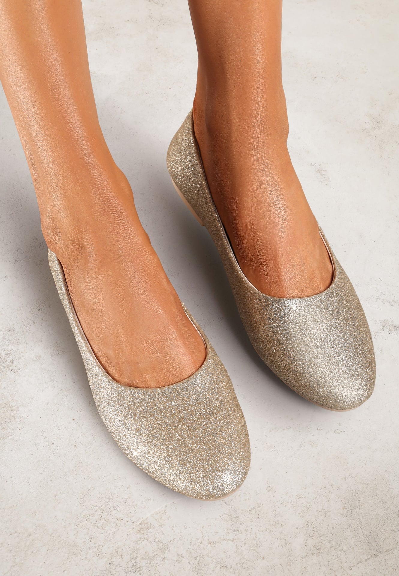 Balerini Aurii Sclipitori cu Talpă Plată Uarneli