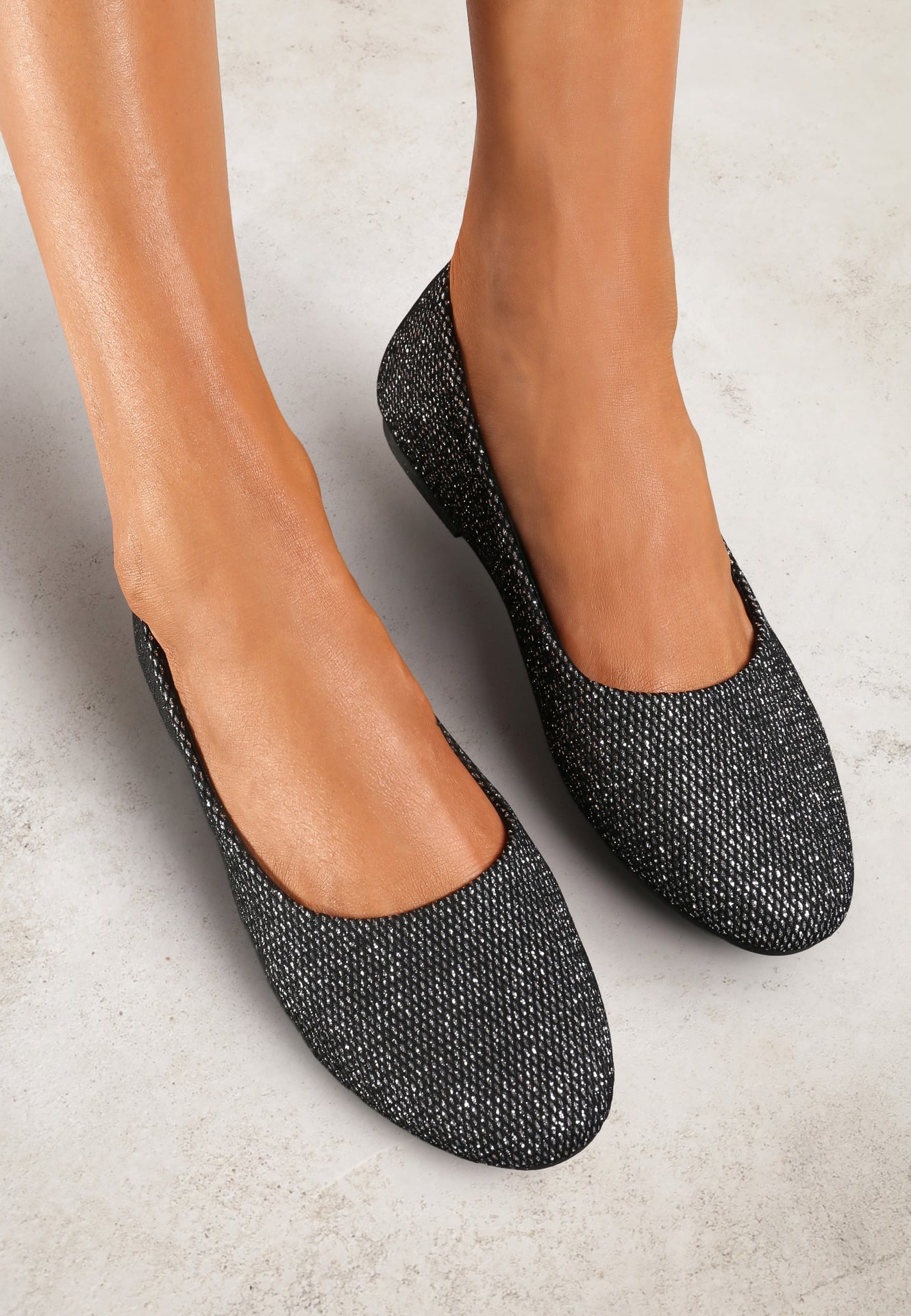 Balerini Negri Slip-on Sclipitori cu Talpă Plată Claremarie