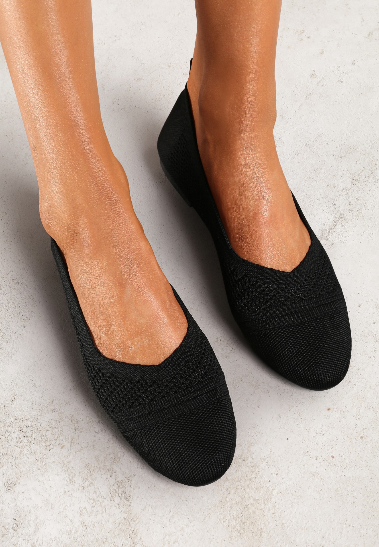 Balerini Negre Plate din material tip plasă Nelibra