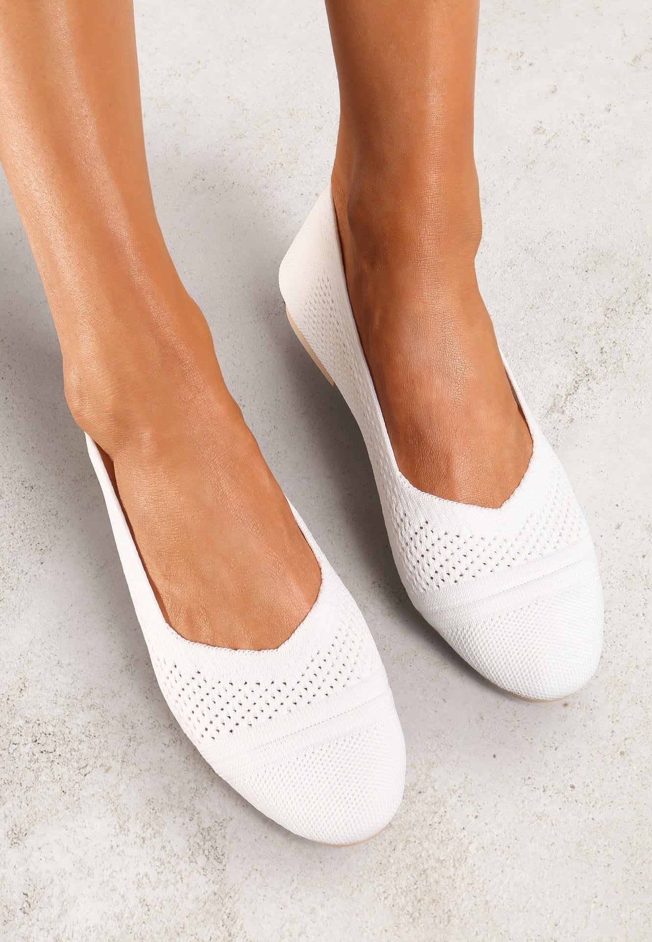 Balerini Albi Plati din Material tip plasă Nelibra