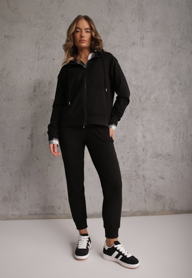 Compleu de Trening Negru din 2 piese cu Bluză și Pantaloni Seraphira
