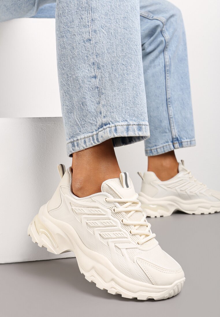 Sneakers bej pe talpă imprimată cu inserții din plasă Amrogia