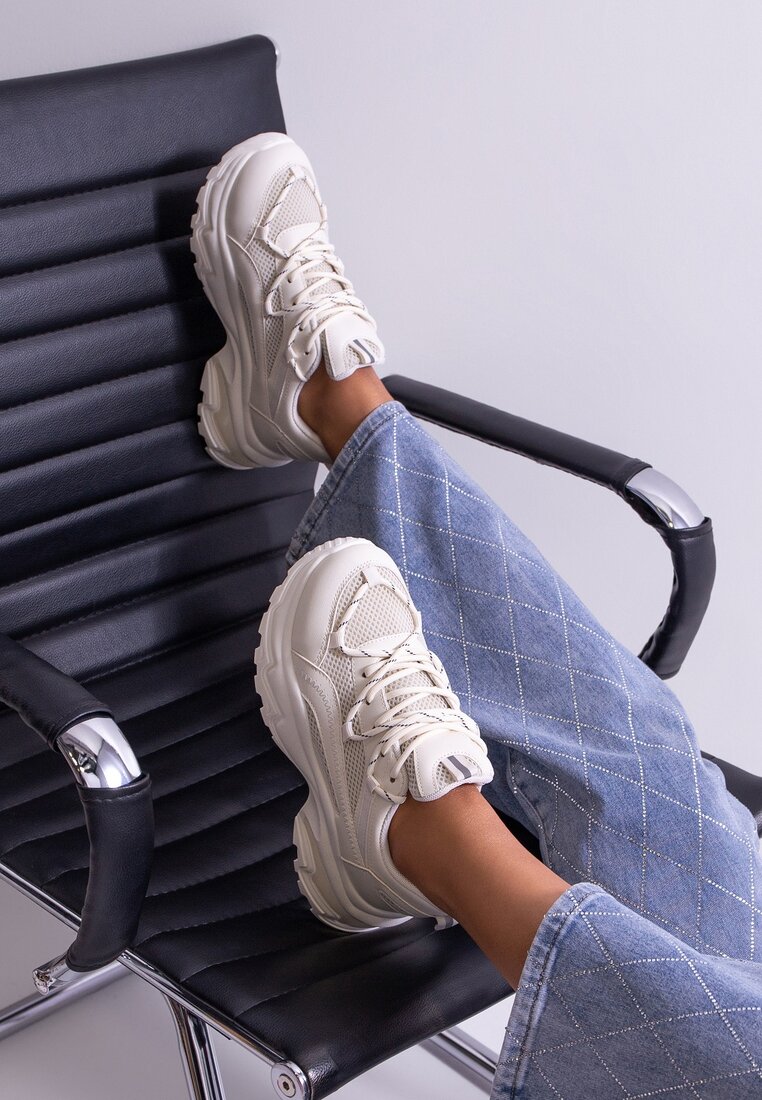 Adidași bej cu talpă groasă și neregulată cu inserții reflectorizante Ollavia