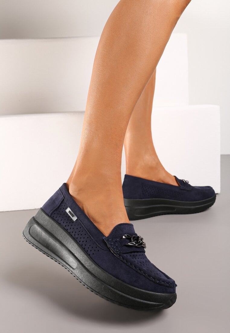 Mocasini Bleumarin cu platformă și lănțișor Himenna