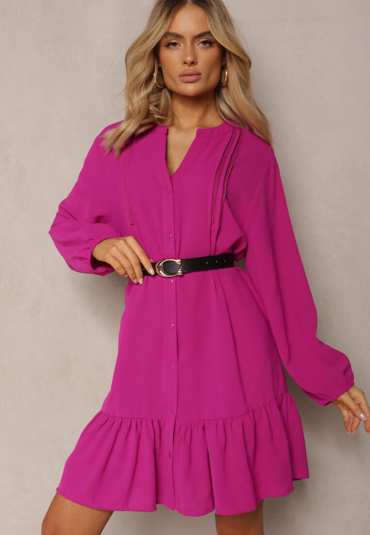 Rochie cămașă violetă mini Galdra