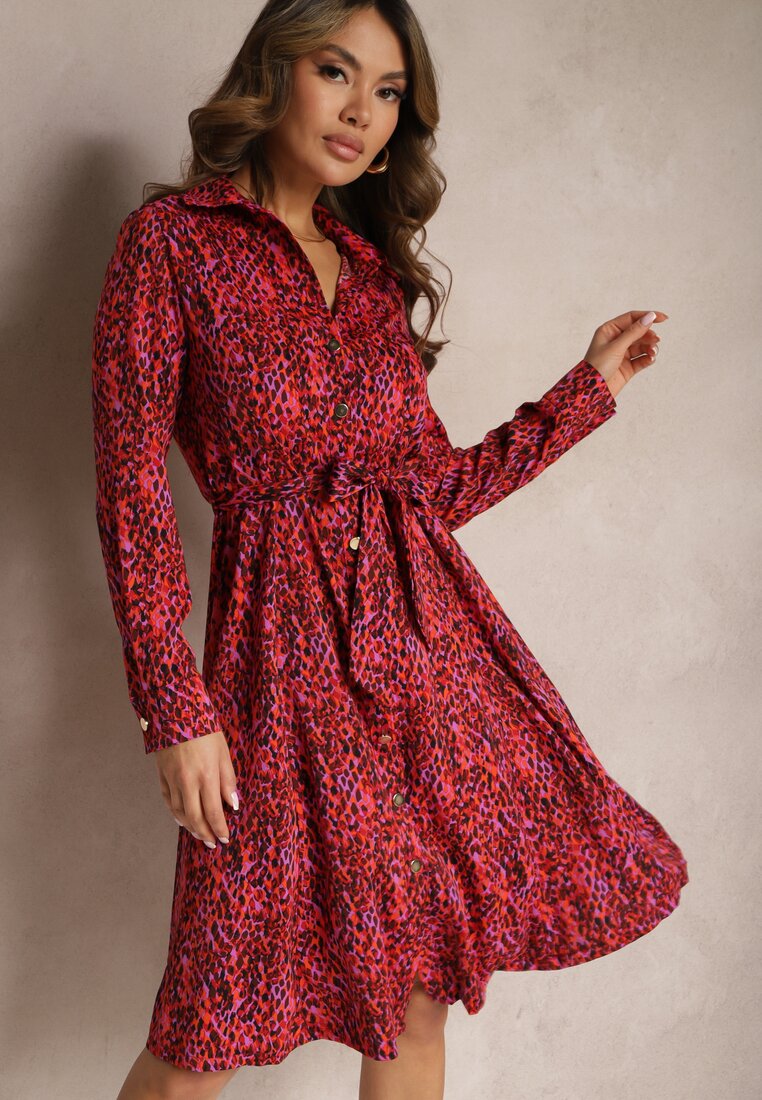 Rochie Roșie Tip cămașă Legată în talie Shelah