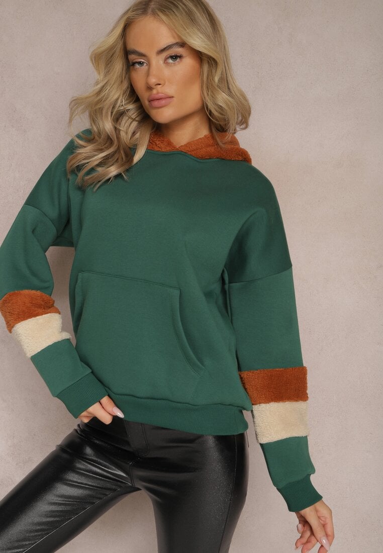 Hanorac din Bumbac și Inserții din Fleece Verde Qilin