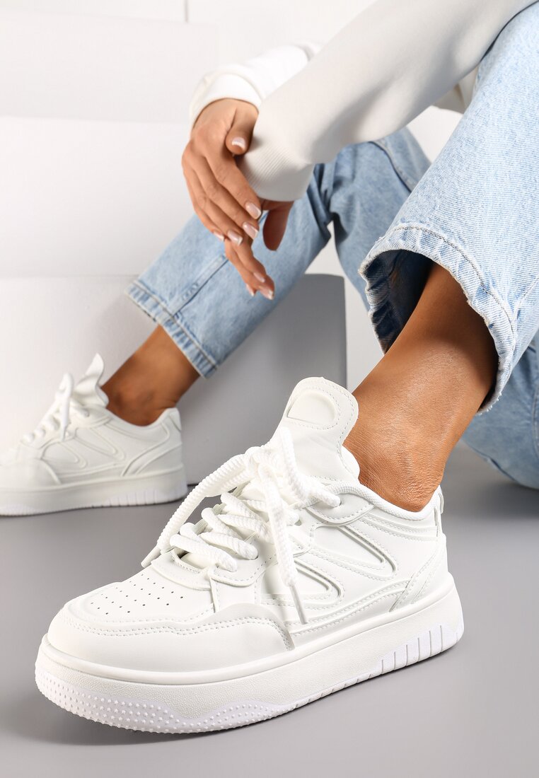 Adidași Albi Sub Gleznă Cu Platformă Cu Inserții Elan