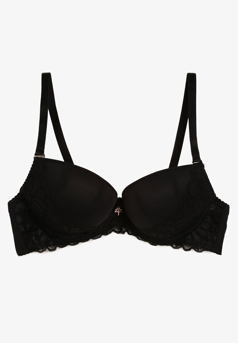 Sutien din dantelă Negru Push-up Bliffa