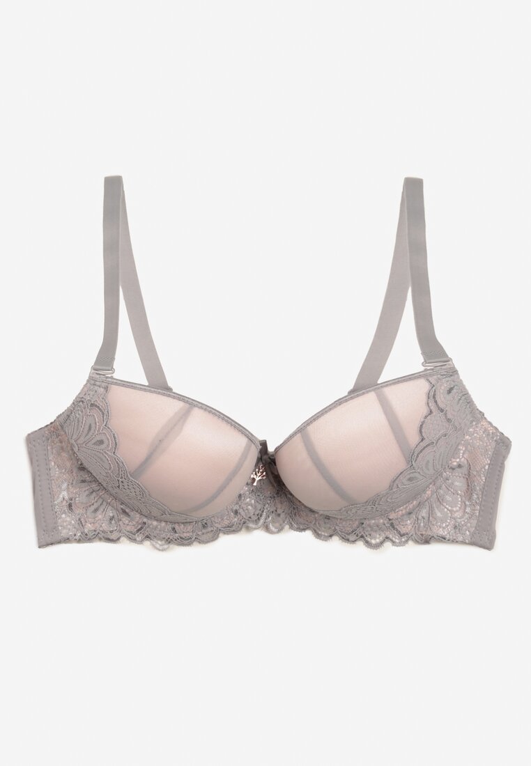 Sutien Dantelat Gri-Roz Push-up Bliffa