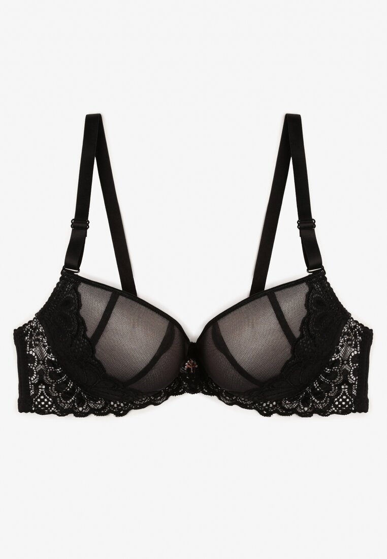 Sutien Negru-Bej Din dantelă Push-up Bliffa