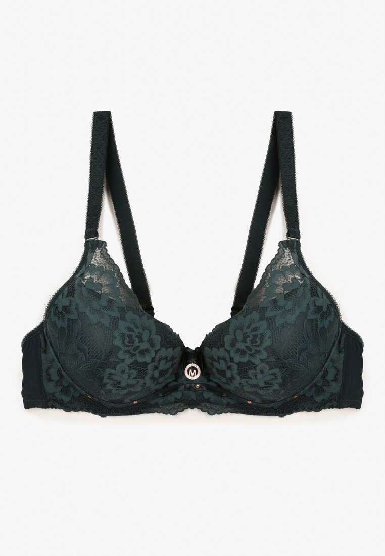Sutien Verde închis cu Dantelă și Funcție Push Up Wifia