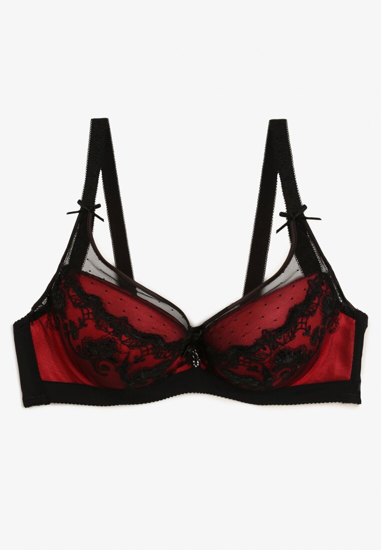 Sutien Negru-Roșu cu Dantelă Suffa