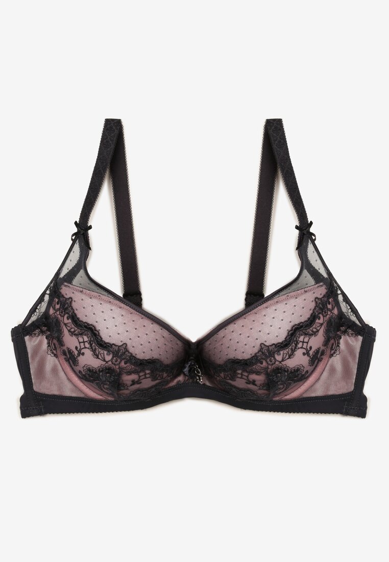 Sutien Gri-Roz cu Dantelă Suffa