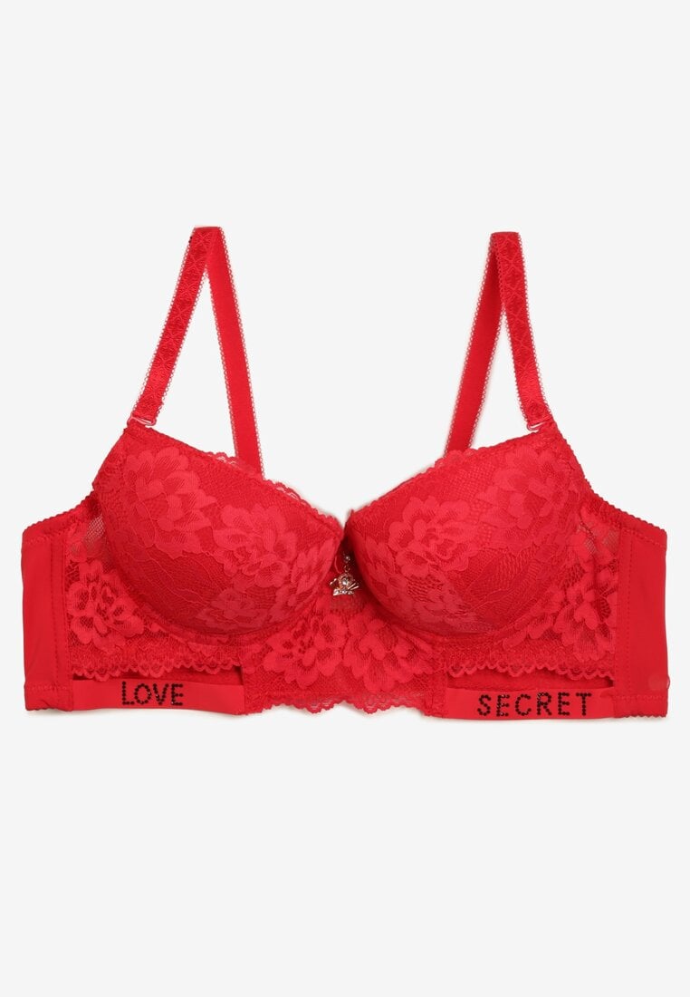 Sutien Roșu Push-Up Decorat cu Dantelă și Imprimeuri cu Paiete Elisei