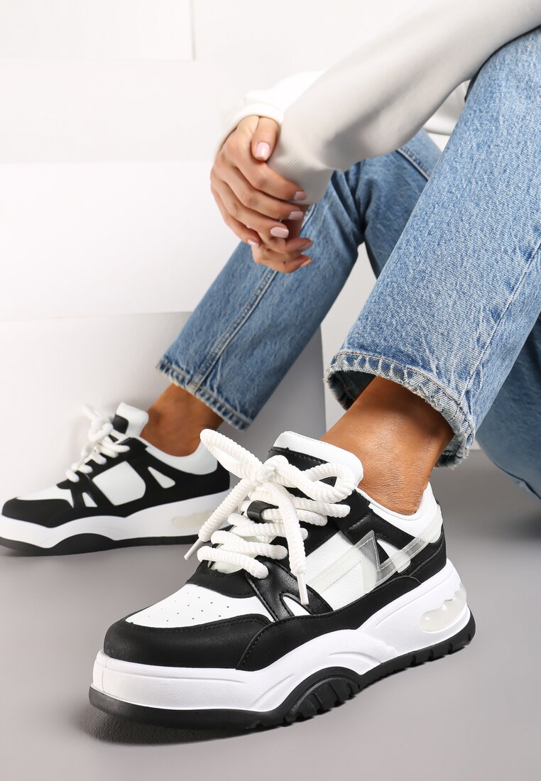 Adidași Negri cu Talpă Groasă cu Legare Lată Iniesta