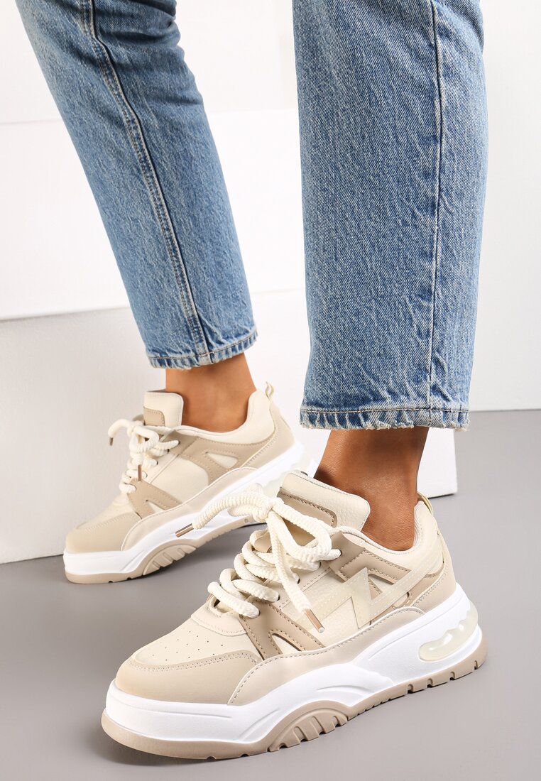 Adidași Bej cu Talpă Groasă și Șiret Lat Iniesta