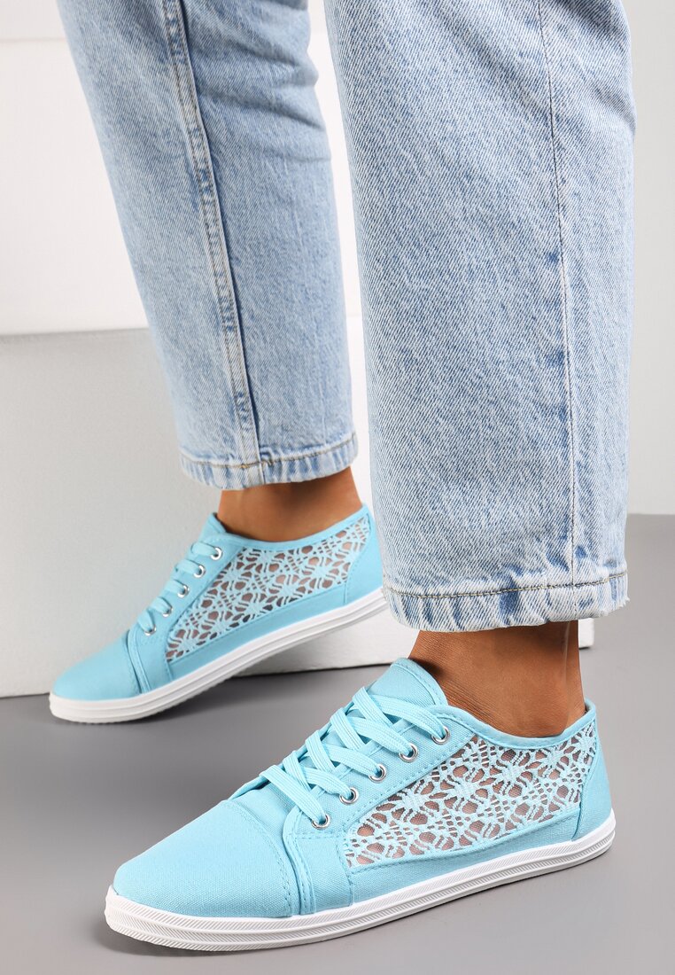 Tenisi Albastri cu inserții ajurate pe laterale Salessa