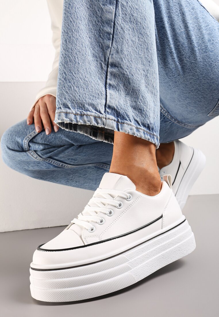 Adidași Albi cu Platformă Groasă Santtes