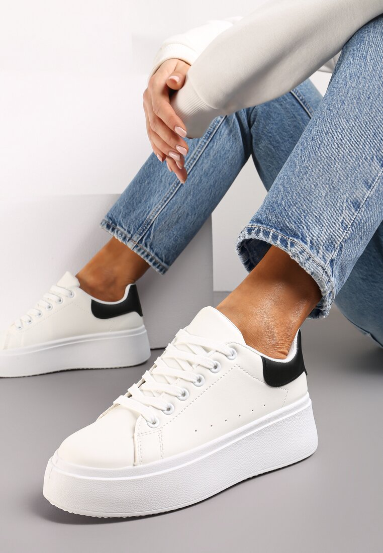 Adidași Albi-Negri cu talpă groasă Yarna