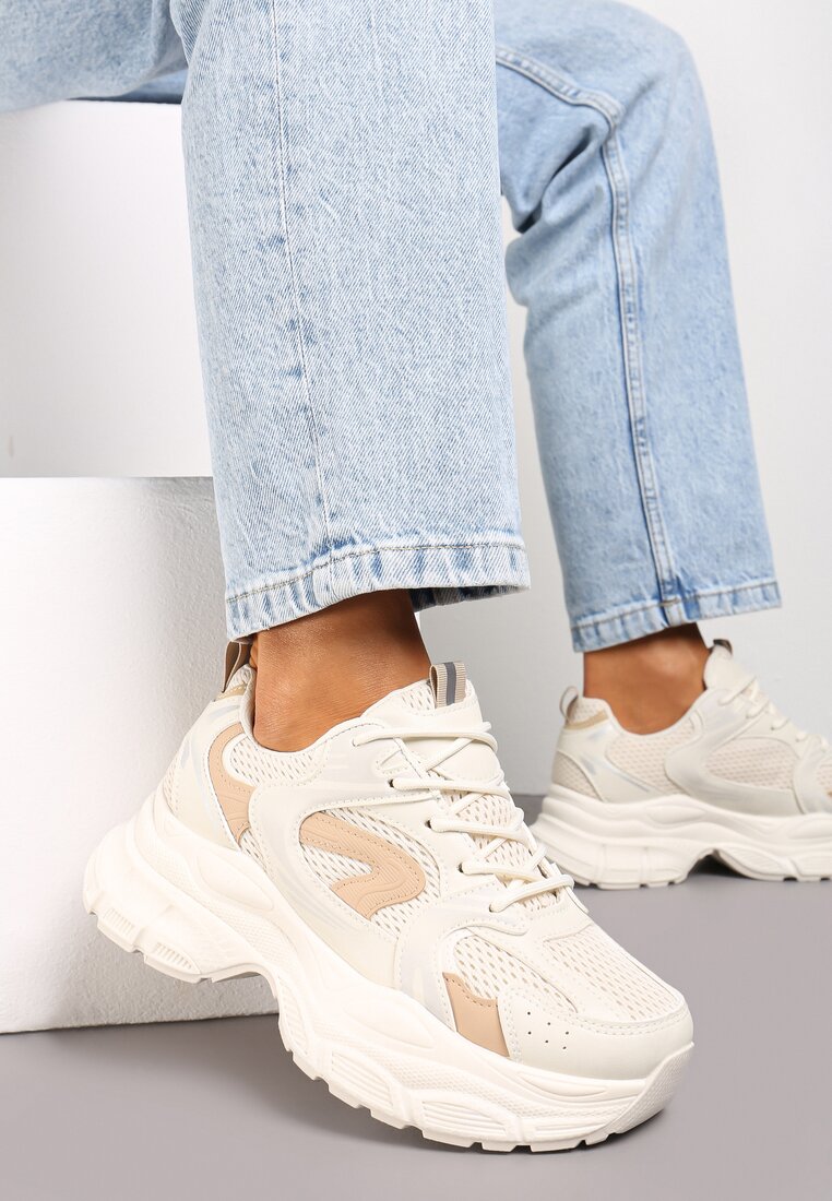 Adidași Bej pe Talpă Masivă cu Plasă Kubbia