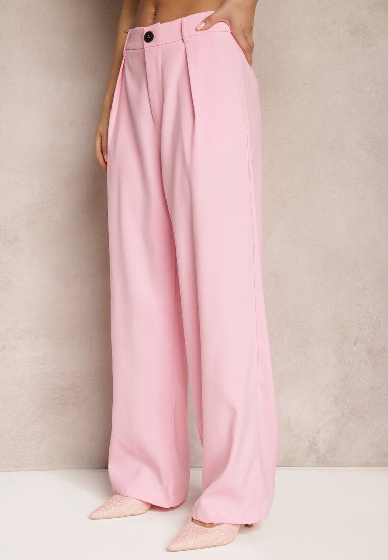 Pantaloni de costum Roz cu picioare largi și talie înaltă Herdda