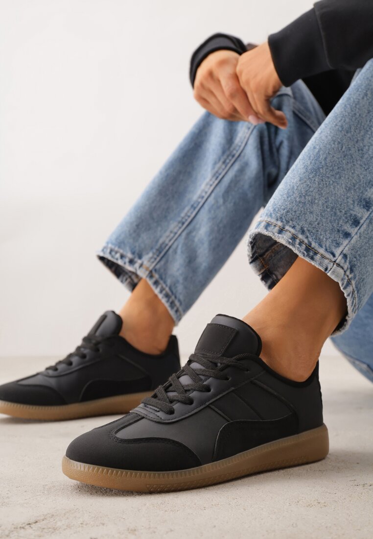 Adidași Negri joși cu Cusături Decorative Redala