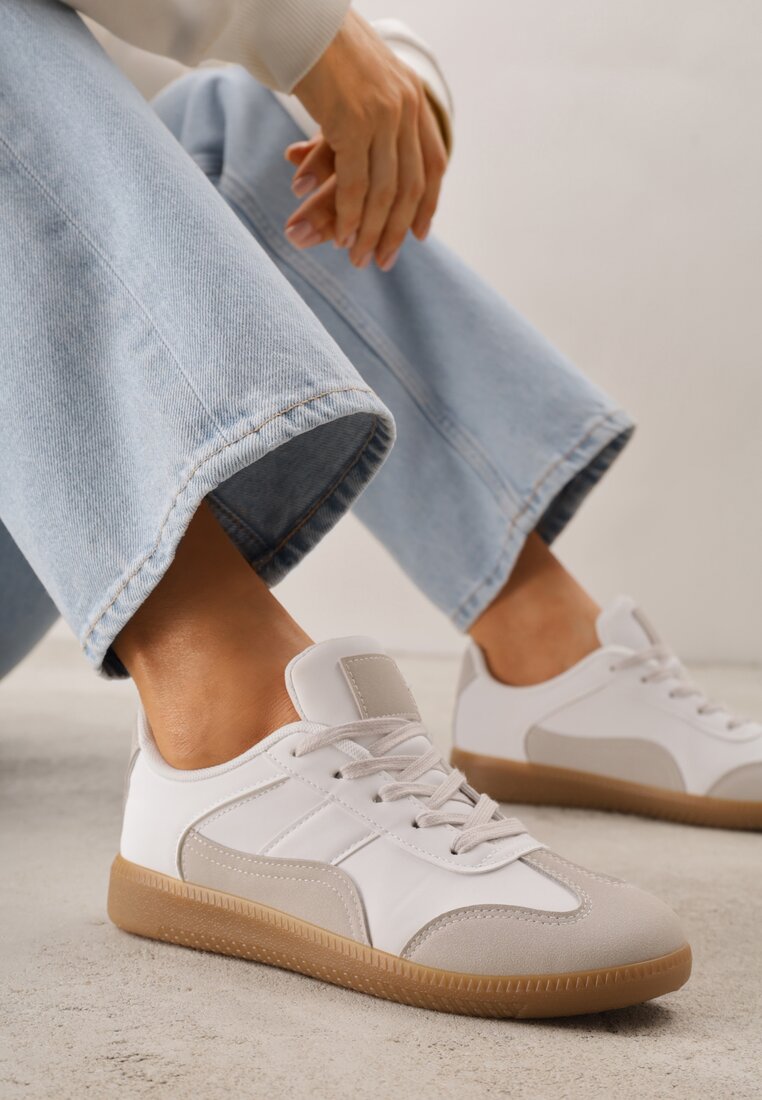 Adidași Albi-Gri cu Cusături Decorative sub gleznă Redala