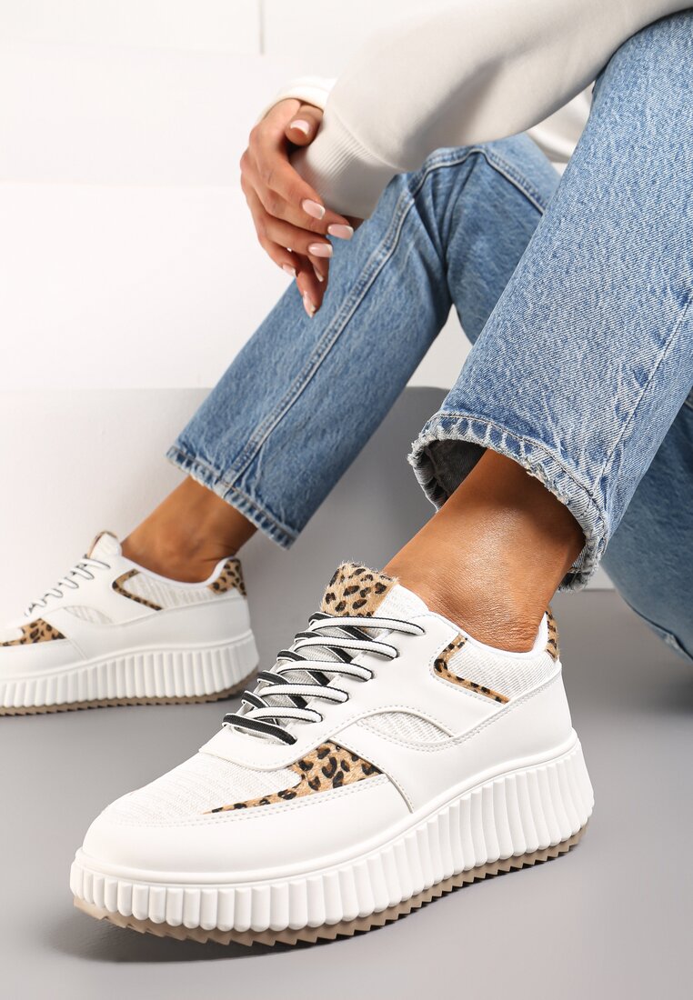 Adidași Albi pe talpă Groasă Decorativă cu Sclipici Gelnia