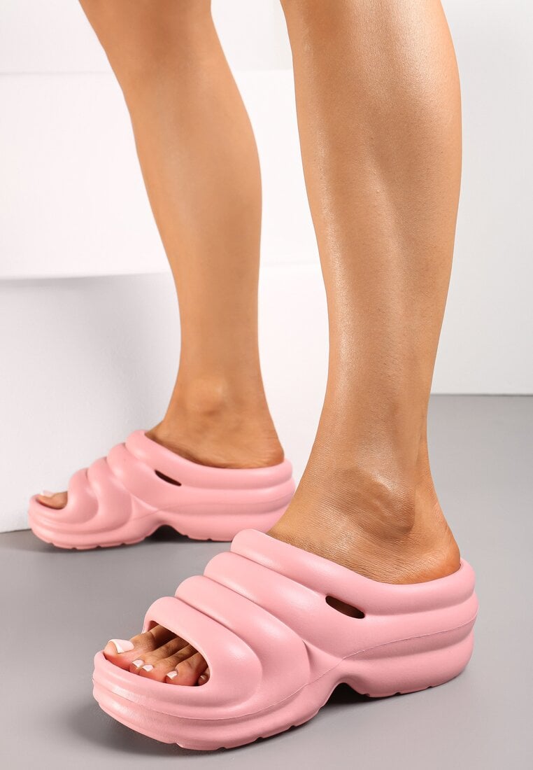 Papuci de cauciuc de designer roz cu vârf rotund Vilnira